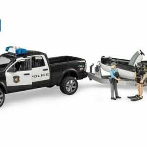 Bruder® Spielzeug-Polizei "Bruder RAM 2500 Polizei Pickup mit L + S Modul, Anhänger, Boot, 2 Figuren 1:16", (1-tlg)