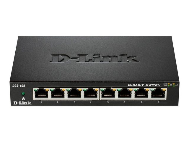 D-Link D-LINK Switch / 8×10/100/1000TX ohne Lüfter NEU Netzwerk-Switch