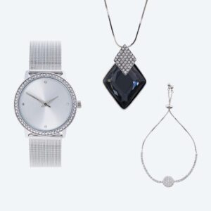 Crystal Blue Damenset Uhr Kette Armband