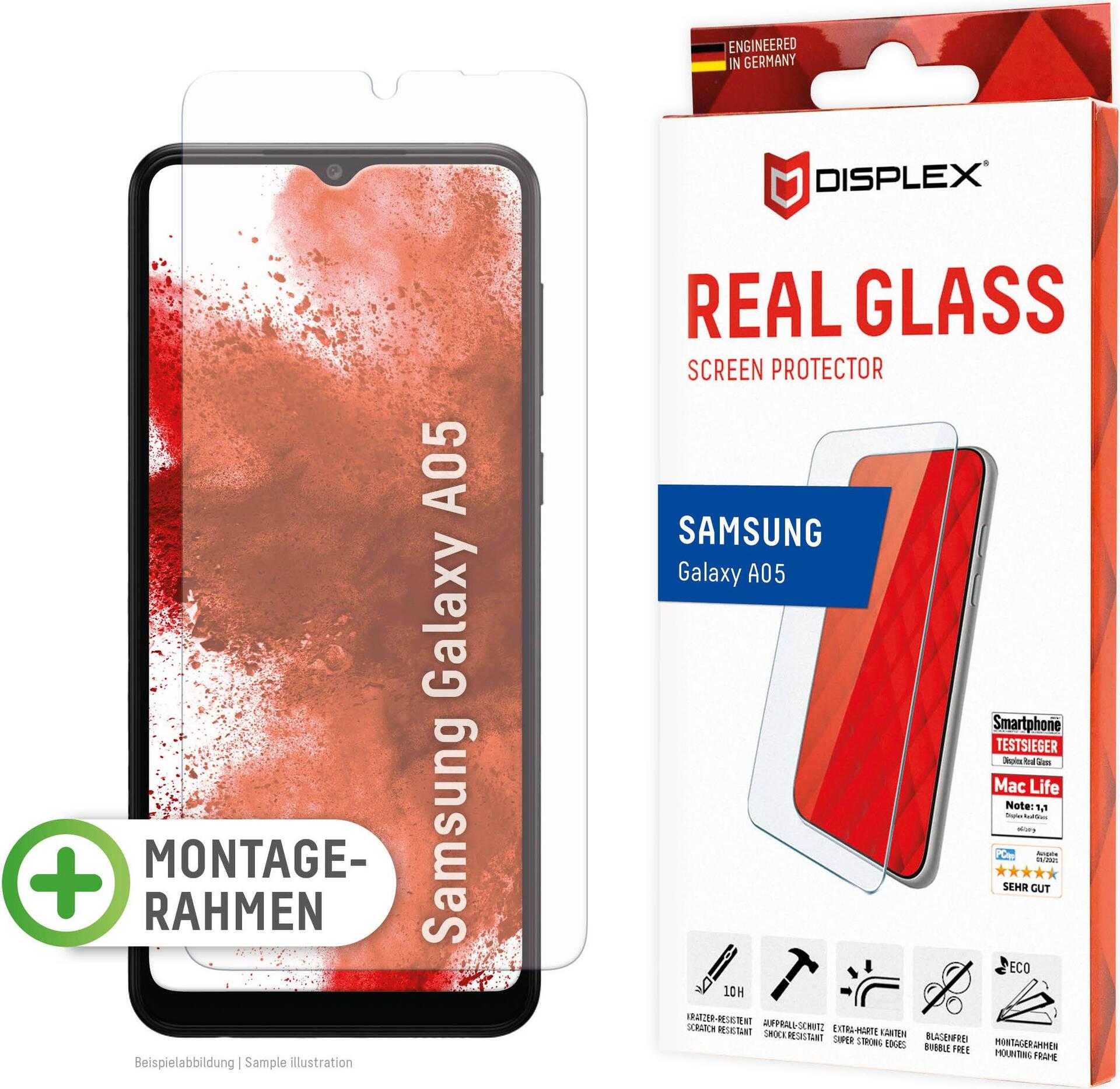 Displex Panzerglas (10H - 2D) für Samsung Galaxy A05 - Eco-Montagerahmen - kratzer-resistent - Samsung - Galaxy A05 - Trockene Anwendung - Staubresistent - Schlagfest - Kratzresistent - Schockresistent - Transparent - 1 Stück(e) (01884)