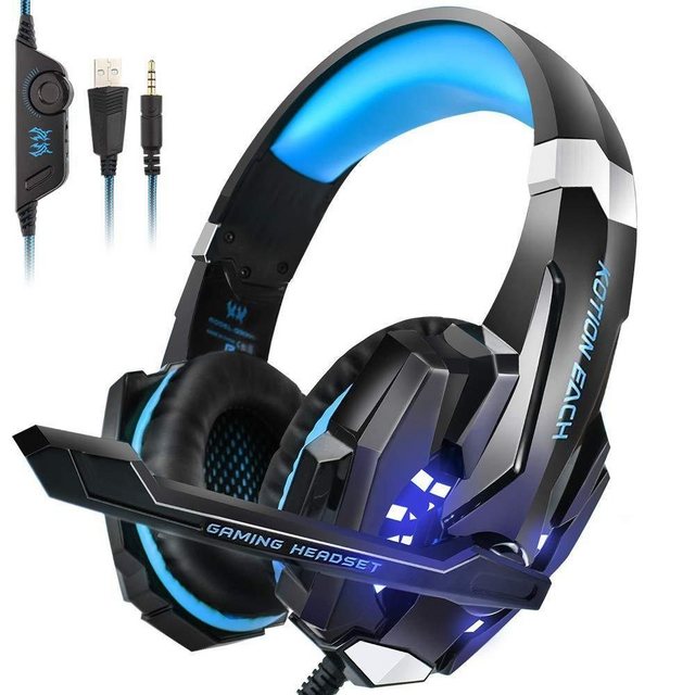 Gontence Gaming Headset für PS4 PS5 PC Xbox Series Gaming-Headset Gaming-Headset (3.5 mm Deep Bass Stereo Surround Sound PS4 Headset)