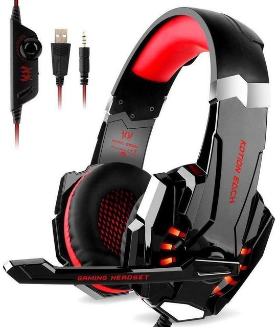 Gontence Gaming Headset für PS4 PS5 PC Xbox Series Gaming-Headset Gaming-Headset (3.5 mm Deep Bass Stereo Surround Sound PS4 Headset)