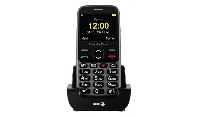 Doro PRIMO by DORO 368 graphit Handy Seniorenhandy (2.3 Zoll, 3 MP Kamera, GPS & WiFi Ortungsfunktion, Sturzsensor)