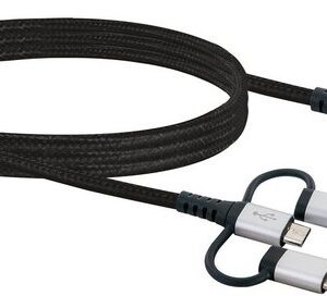 Schwaiger LKU100 533 Smartphone-Kabel, USB 2.0 A Stecker, USB Micro B Stecker, Apple® Lightning Adapter, USB 3.1 C Adapter, (150 cm), universal einsetzbar