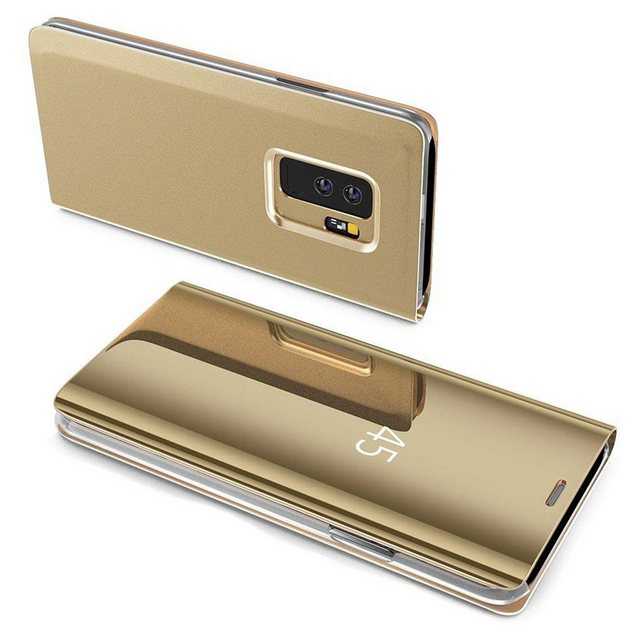 cofi1453 Handytasche Smart View Spiegel Mirror Smart Cover Schale Etui kompatibel mit Samsung Galaxy M20 (M205FD) Schutzhülle Tasche Case Schutz Clear Gold