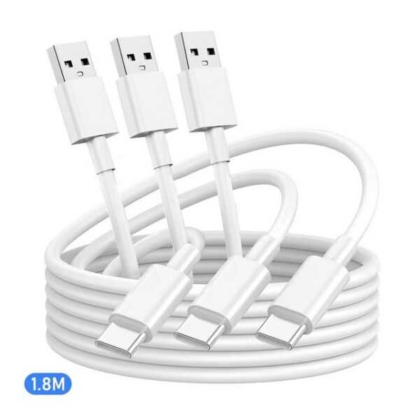 walkbee USB-Kabel, USB-C auf USB-A (180 cm 3Pack), Schnellladekabel, USB-Kabel, USB-C, USB-A, Ladekabel, Datenkabel, Adapterkabel für Smartphone & Tablet - 1.8m