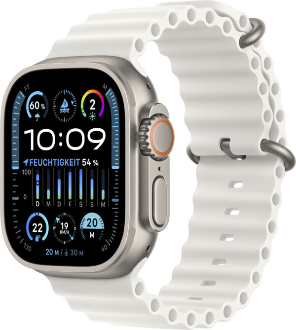 Apple Smartwatch »Watch Ultra 2 Titanium«, (4,9 cm / 1,92 Zoll), Watch OS 10, 64 GB, Ocean Band)