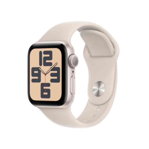 Apple Watch SE (GPS) - 40 mm - Starlight Aluminium - intelligente Uhr mit Sportband - Flouroelastomer - Starlight - Bandgröße: M/L - 32GB - Wi-Fi, Bluetooth - 26,4 g (MR9V3QF/A)