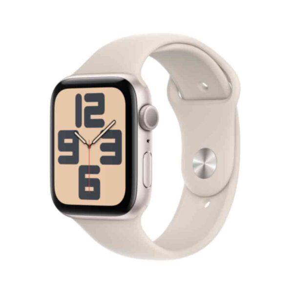 Apple Watch SE (GPS) - 44 mm - Starlight Aluminium - intelligente Uhr mit Sportband - Flouroelastomer - Starlight - Bandgröße: S/M - 32GB - Wi-Fi, Bluetooth - 32,9 g (MRE43QF/A)