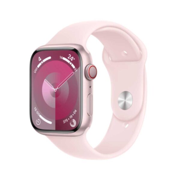 APPLE Watch Series 9 GPS + Cellular 45mm Pink Aluminium Case with Light Pink Sport Band - S/M (MRMK3QF/A)