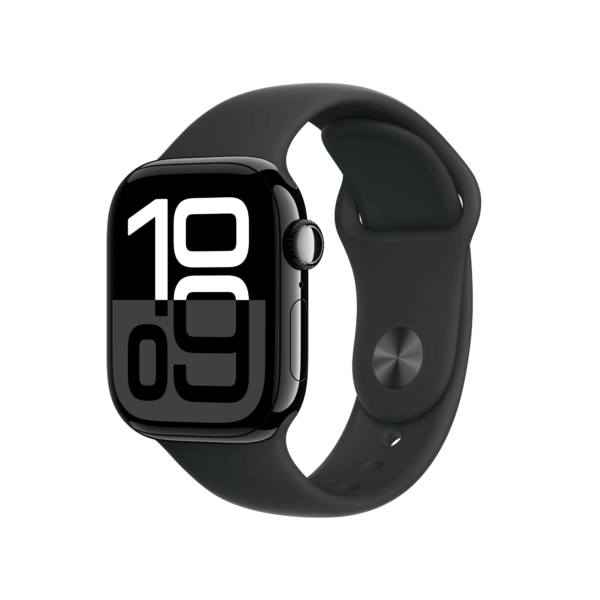 Apple Watch Series 10 GPS 42mm Jet Black Aluminium Case mit Black Sport Band - M/L (MWWF3QF/A)