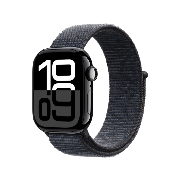 Apple Watch Series 10 GPS 42mm Jet Black Aluminium Case mit Ink Sport Band (MWWG3QF/A)