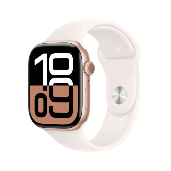 Apple Watch Series 10 GPS 46mm Rose Gold Aluminium Case mit Light Blush Sport Band - M/L (MWWU3QF/A)