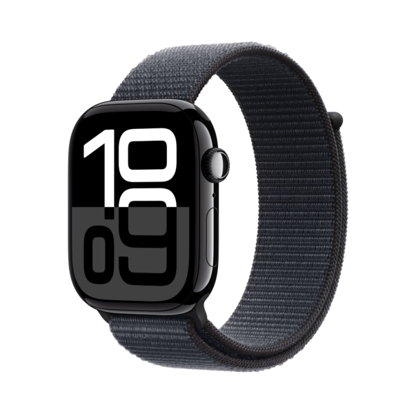 Apple Watch Series 10 GPS + Cellular 46mm Jet Black Aluminium Case mit Ink Sport Band (MWY53QF/A)