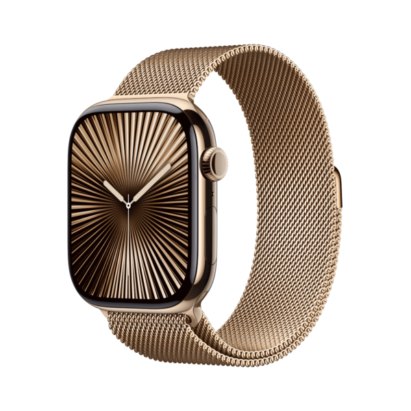 Apple Watch Series 10 GPS + Cellular 46mm Gold Titanium Case mit Gold Milanese Band - M/L (MX003QF/A)