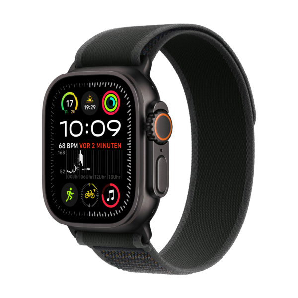 Apple Watch Ultra 2 GPS + Cellular 49mm Black Titanium Case mit Black Trail Band - S/M (MX4U3FD/A)