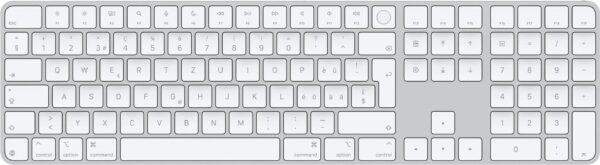 Apple Magic Keyboard with Touch ID and Numeric Keypad for Mac models with silicon - Swiss - White Keys (MXK73SM/A)