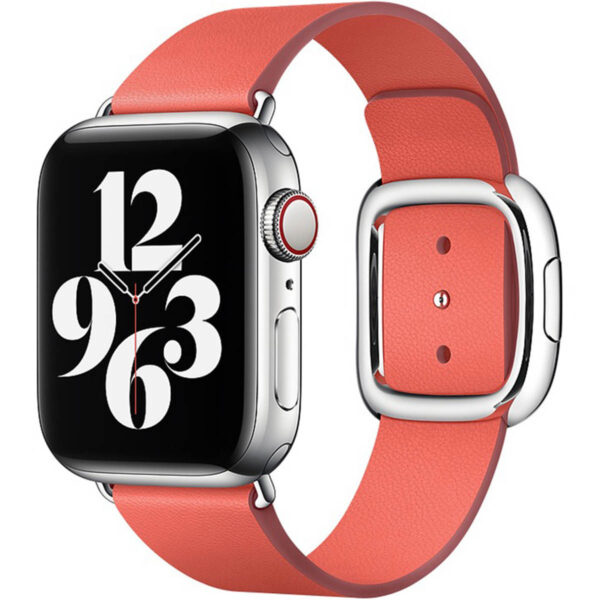 Leather Band Modern Buckle für die Apple Watch Series 1 bis 9 / SE (38/40/41 mm) | Series 10 (42 mm) - Größe S - Pink Citrus