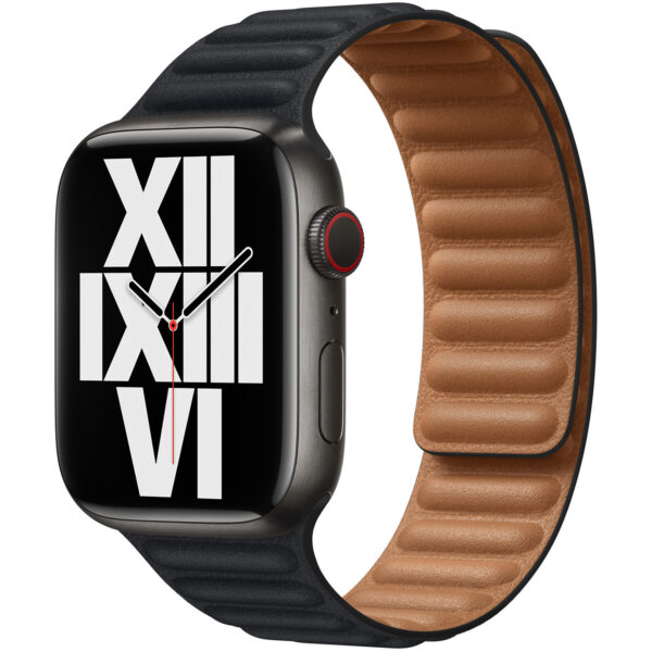 Leather Link für die Apple Watch Series 1 bis 10 / SE / Ultra (2) (44/45/46/49 mm) - Größe S/M - Midnight