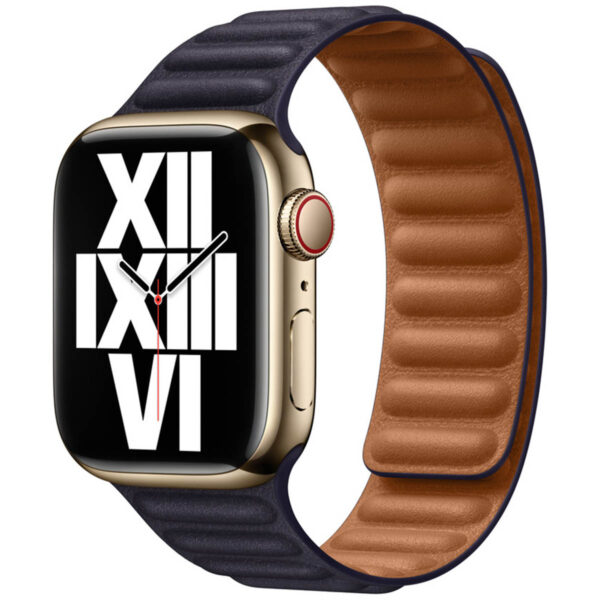 Leather Link für die Apple Watch Series 1 bis 9 / SE (38/40/41 mm) | Series 10 (42 mm) - Größe S/M - Ink